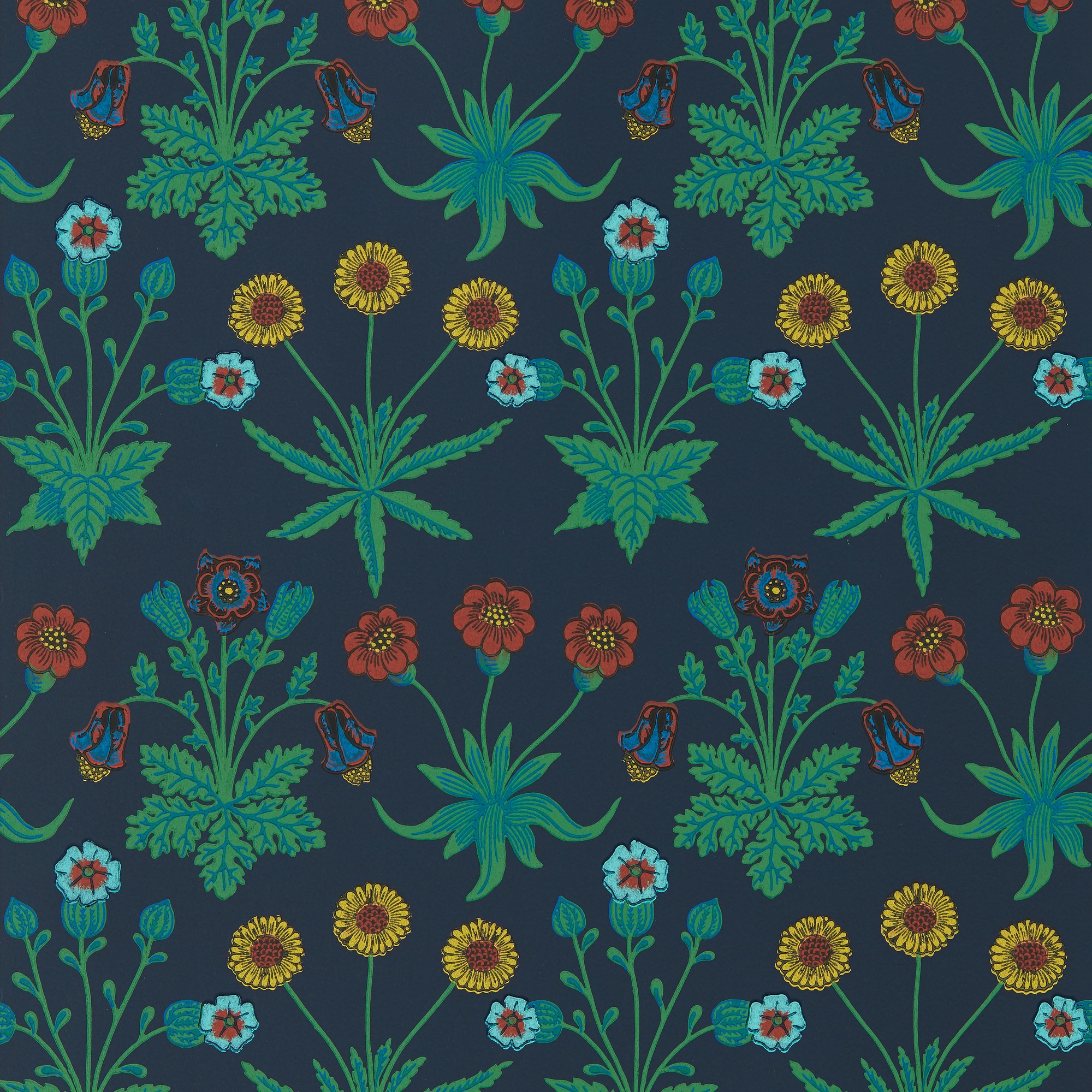 Daisy Wallpaper 510034 By Morris Co In Midnight Blue